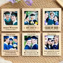 Customized Linden Wood Mini Magnetic Wooden Photo Frame, Instant Photo Printing, Engraved Wooden Frame, Personalized School Gift, Bulk/Back To School, Home & Living, Christmas Home Atmosphere, Autumn Home Refresh, Xmas Decoration