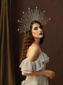 1pc Fantherin Mary Halo Crown Headband Goddess Zip Tie Spiked Halo Crown Halloween Costume Headpiece Headdress For Cosplay Party