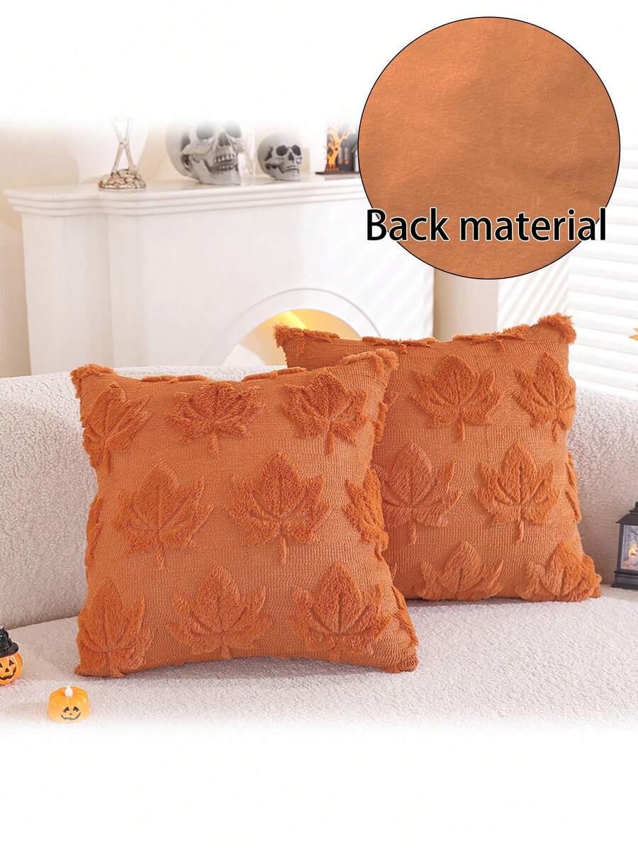 1 Peça Capa de Almofada Decorativa de Outono/Inverno, Padrão de Folha de Bordo, Artesanato Acolchoado, Adequado para Quarto, Quarto, Decoração de Sofá, Almofada, Almofada de Arremesso, Marrom (Sem Enchimento de Almofada) - Castanho - Visão 1