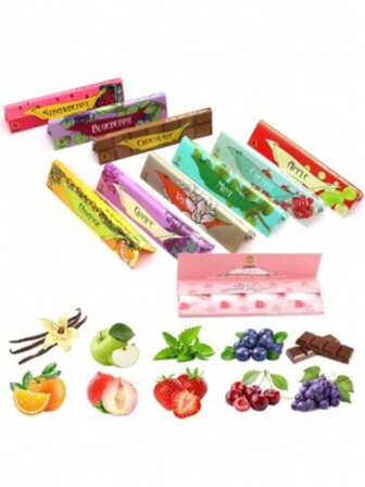 10 Boxes Fruit Flavored Smoking Rolling Papers (1 Box Contains 50 Papers & 50 Filter Tips), 10 Fruit Flavors, 78mm Length Hand-Rolling Cigarette Papers, Slow Burning, Smoking Accessories, New Craftsmanship, Long-Lasting Aroma, Ideal Gift For New Year Party, Valentine's Day, Smokers