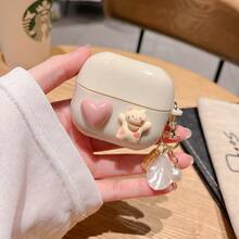 复古白山茶花猫吊坠 适用于三星Buds3/3Pro耳机保护壳、Galaxy Buds FE/PRO/Live无线蓝牙耳机壳、Buds2软壳、Buds2 Pro透明耳机壳，创意设计，适合女性 - 彩色 - 查看 3