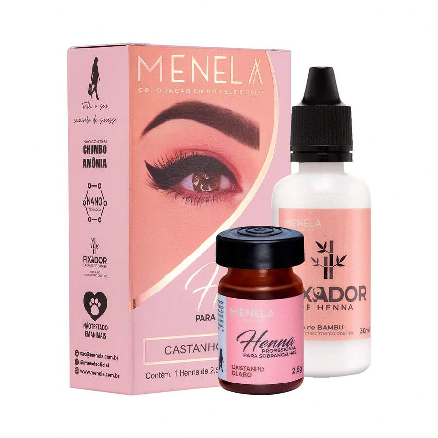 Menela Eyebrow Henna 2.5 G With Fixer All Colors - Castanho Claro - View 1