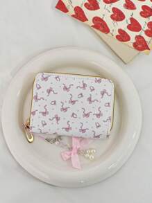 Carteira Pequena com Capacidade Reduzida para Estudantes, Impressão Fofa de Flor, Borboleta e Cereja, Diversos Slots para Cartões, Carteira Ultrafina Dia dos Namorados, Porta-Cartões de Visita, Porta-Cartões de Crédito, Carteira Feminina, Mini Carteira, Bolsa, Porta-Cartões