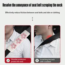 1pc/2pcs Car Seat Belt Shoulder Protector Fresh Floral Car Seat Belt Protector Soft And Comfortable - one-size - View 10