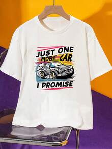 niño|Camisetas para niños de 4 a 15 años|Enviadas desde México|Telas transpirables de alta calidad|Camiseta deportiva casual de manga corta y cuello redondo para niños|Camiseta de manga corta con cuello redondo de verano para niños con estampadoCamiseta blanca de manga corta con diseño de coche vintage y lema "Just One More Car I Promise", estilo casual y cómodo para amantes de los coches, ideal para uso diario y looks relajados - Blanco - Ver 1