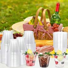 9 Oz Plastic Cups, 50 Pack Disposable Punch Cups Party,Sturdy PET Cocktail Tumblers Wine Cup Wedding,Birthday, - 9盎司-透明-50 - 查看 7