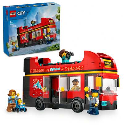 LEGO City Le Bus, carrinho de brinquedo vermelho de 2 andares para meninos e meninas a partir de 7 anos, presente de Natal ou aniversário, 5 personagens, incluindo bebê e carrinho de bebê 60407