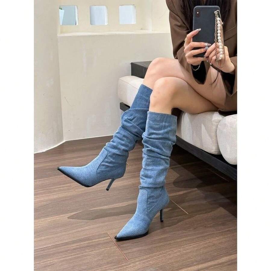 Women Over-The-Knee Boots - 藍色升級版 - 查看 1