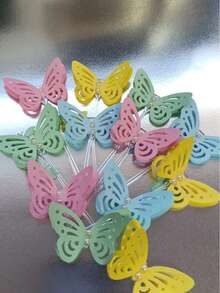 25 Borboleta 3D com pérolas para decoração de festa luxo festa jardim das borboletas - Cor de doce - Visão 2