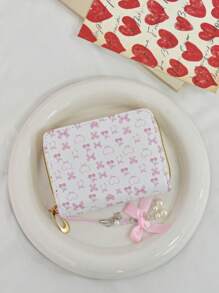 Carteira Pequena com Capacidade Reduzida para Estudantes, Impressão Fofa de Flor, Borboleta e Cereja, Diversos Slots para Cartões, Carteira Ultrafina Dia dos Namorados, Porta-Cartões de Visita, Porta-Cartões de Crédito, Carteira Feminina, Mini Carteira, Bolsa, Porta-Cartões