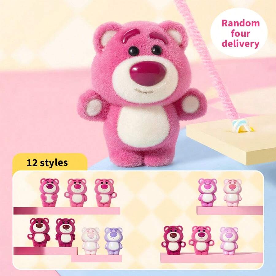 MINISO Disney Huggy Bear Mini Blind Box, Cute Strawberry Scented Design, High-Quality PVC Flocked Material, Suitable For Desktop Decor, Bag Pendant And Gifts (1pc, Random Delivery) - Multicolor - View 1