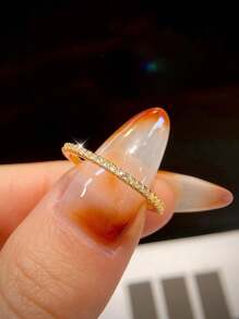 1 件 1.6 毫米锆石戒指女士订婚可叠戴戒指 S925 纯银简约浪漫情侣永恒结婚周年戒指奢华珠宝礼物