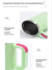 1pc, 40oz Tumbler With Lid, Straw And Handle, Stainless Steel Vacuum Insulated Water Bottle Travel Mug For Iced Coffee, Hot And Cold Tea | 0oz Large Capacity Ice Master Cup Stainless Steel Water Cup Car Cup Straw Mug - Shape - View 11