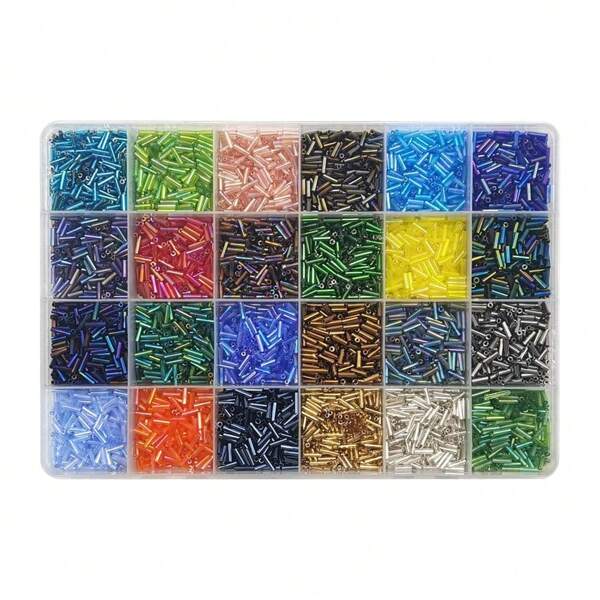 3600+ Pcs 2*6mm Tube Beads Set, Glass Beads, Small Craft Beads For DIY Bracelets, Necklaces, Jewelry Making