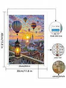 Bộ tranh đính kim cương 5D tự làm, họa tiết khinh khí cầu, dành cho người mới bắt đầu, tranh thêu kim cương tròn 5D, tranh khảm pha lê, bao gồm bộ dụng cụ, thích hợp để trang trí tường nhà, quà tặng Lễ Tạ ơn và Giáng sinh cho gia đình và bạn bè. - Nhiều màu - Xem 5