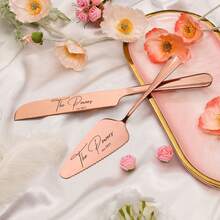 Custom Engraved Wedding Cake Cutting Set - Personalized Stainless Steel Cake Server & Knife With Names/Dates, Elegant Bridal Shower Gift, Anniversary Keepsake, Bride & Groom Wedding Gift (Free Shipping) - Multicolor - View 7