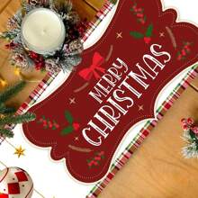 1pc/270pcs Christmas Table Runner, Colorful Christmas Ornament Design Table Runner, Polyester Material, 35x181cm, Winter Christmas Home Party Gathering, Restaurant Living Room Table Center Decor, Indoor Outdoor Dining Table Center Decor, Room Decor, Home Decor, Kitchen, Decorative Style, Kitchen Decor, Room Decor, Christmas Decoration