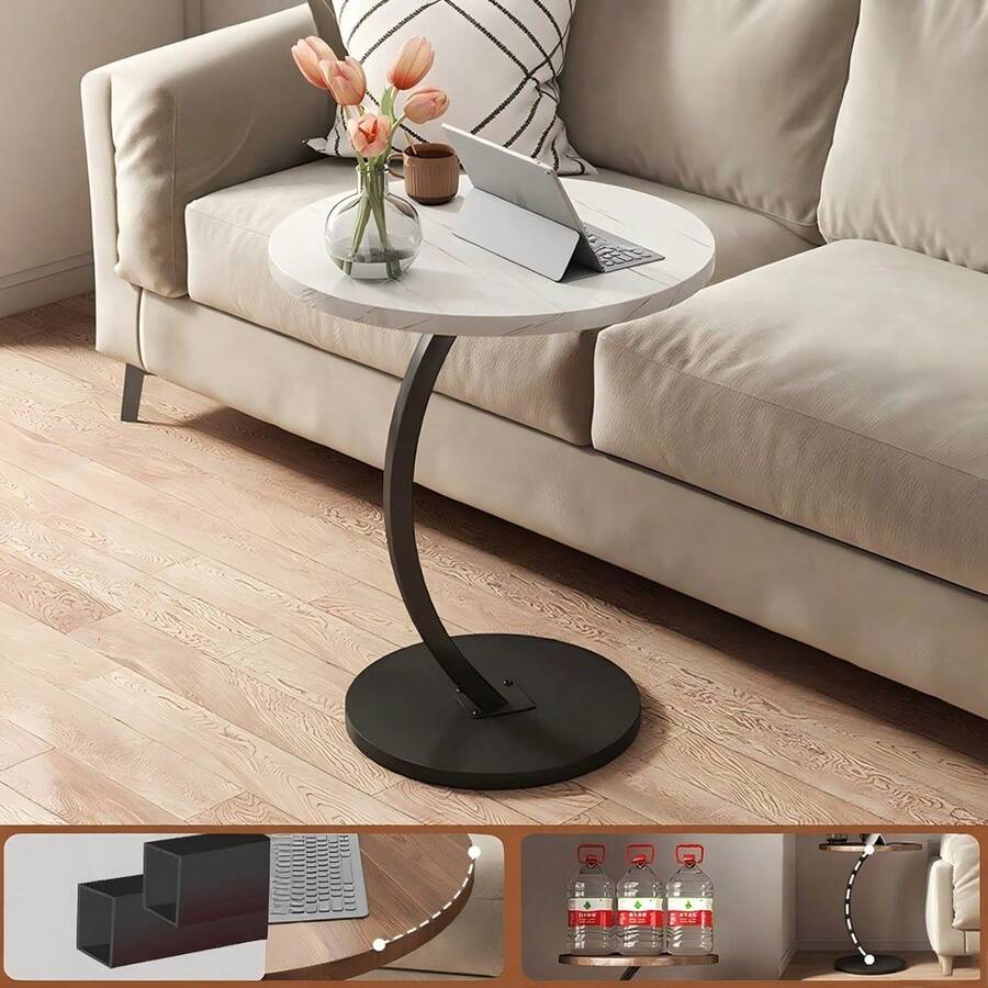 Decorative Side Table, Round Corner, Support Sofa Bed, Multipurpose - Blanco - Ver 1