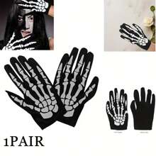 1pair Claw Gloves - Skeleton Hand Design Halloween Costume, Pull-On Closure For Cycling, Skiing, Costume Parties - Cold Weather Gloves For Men & Women (Halloween, Valentine's, Easter) - Spooky Gothic Accessories, Halloween Clothes