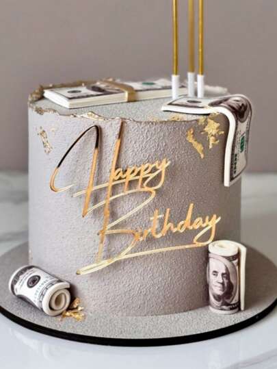 1pc/3pcs/5pcs Happy Birthday' PMMA Cake Topper, Modern Letter Graphic Cake Top Decoration, Birthday Party's Birthday Cake Decoration Gift, Cake Decoration, Cake Plug-In Decoration, Baking Decoration, Baking Supplies, Cake Supplies, Furniture Kitchen Essentials, Holiday Gifts