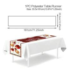 1pc/270pcs Christmas Table Runner, Colorful Christmas Ornament Design Table Runner, Polyester Material, 35x181cm, Winter Christmas Home Party Gathering, Restaurant Living Room Table Center Decor, Indoor Outdoor Dining Table Center Decor, Room Decor, Home Decor, Kitchen, Decorative Style, Kitchen Decor, Room Decor, Christmas Decoration