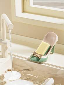 1pc Bathroom High Heel Shaped Soap Dish, Creative Home Storage Box Bathroom Vanity Luxury Suction Cup Soap Holder, High-End Draining Soap Box, Bathroom Cleaning Supplies