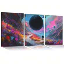 Quadro Decorativo Jardim Cósmico MDF Mosaico Sala Quarto Escritório Impressão Em Hd - Branco - Visão 1