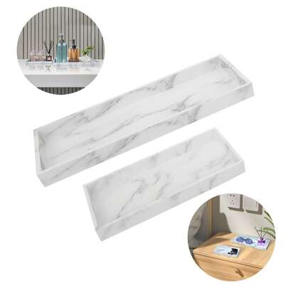 台面和梳妆台托盘 - 1/2 件防碎硅胶厨房和浴室托盘，用于柜台、厨房水槽皂液器托盘、浴室梳妆台托盘、香水钥匙托盘、浴室马桶和浴室台面硅胶托盘、洗手液和香水收纳托盘、日常珠宝和装饰性珠宝收纳展示托盘 返校