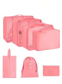 7pcs/Set Multi-Functional Storage Bags, Including Clothes Organizer Bags, Cosmetic Bags, Garment Bags, Zipper Bags, Handbags, Mesh Bags, Shoe Bags, Bottle Bags, Drawstring Bags, Universal Bags, Lingerie Bags, Luggage Organizer Bags, Jewelry Bags, Makeup Bags, Space-Saving, Portable Large Capacity Suitcase Packing Cubes For Travel, Back To School Season, Essential Organizers