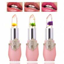 3 Pack Crystal Flower Jelly Lipstick,Magic Color Changing Lipstick,PH Clear Temperature Color Changing Lip Gloss,Lip Balm,Long Lasting Nourishing Moisturizing Lip Stick