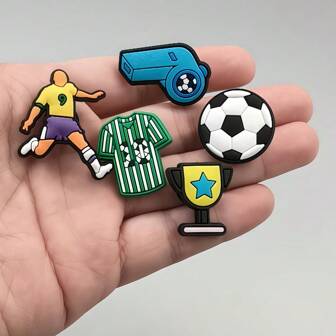 Juego de 12 piezas de zapatos con agujeros en serie de fútbol/fútbol, zapatos con flores y hebilla de animación de equipo, zapatos con flores y accesorios de goma suave de PVC