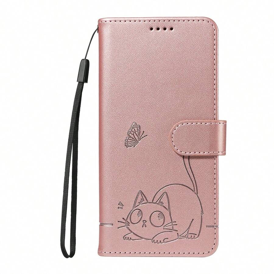 通用手机壳，适用于三星 A07 5G/A06 4G/5G、 17、荣耀 400 Lite 翻盖保护套、OPPO A5X 5G 海外版皮套、OPPO Reno 13F 5G 全身、MOTO G05 防摔软壳、可爱卡通招财猫（8 件） - 玫瑰金 - 查看 1