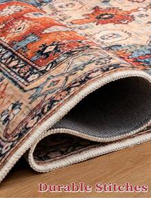 Runner Rug Hallways, 2'6x10' Washable Non Slip Kitchen Runner Rug, Long Boho Vintage Rust Hallway Stair Ultra Soft Print Floor Carpet Bedroom Bathroom Laundry Room, Home Decor - Medallion/Multi - View 7