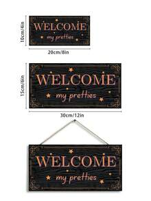 1Pc/220Pcs 4*8in/6*12in Funny Halloween Welcome My Pretties Wooden Hanging Wall Sign, Halloween Witches Wood Home Wall Decor Sign For Home Halloween Party Ornaments Farmhouse Yall Home Front Porch Living Room Bedroom Holiday Party Door Decoration - Multicolor - View 2