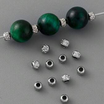 100/200pcs Stainless Steel Mini Mesh Spacer Beads 3mm Decorative Beads Suitable For DIY Beaded Bracelets, Necklaces, Keychains, Jewelry Accessories