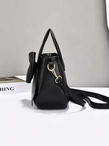 Elegant Bow Decor Fashion Handbag, Multifunctional Mommy Bag Large Capacity Shoulder Tote Bag, Fashionable Design, New Soft Leather Small Square Handbag, Versatile Casual Shoulder Bag With Multiple Compartments, Suitable As Valentine's Day Gift For Travel, Shopping - Multicolor - View 3