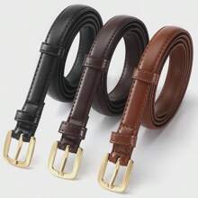 2pcs Needle Buckle Women's Casual Minimalist Thin Belt, Versatile PU Leather Belt For Jeans, Skirts, Pants, All Season Fall, Autumn, Halloween - Multicolor - View 2