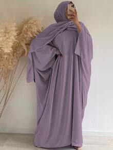 3pcs/Set Muslim Dress + Robe + Belt, Classic Abaya Set - Multicolor - View 10