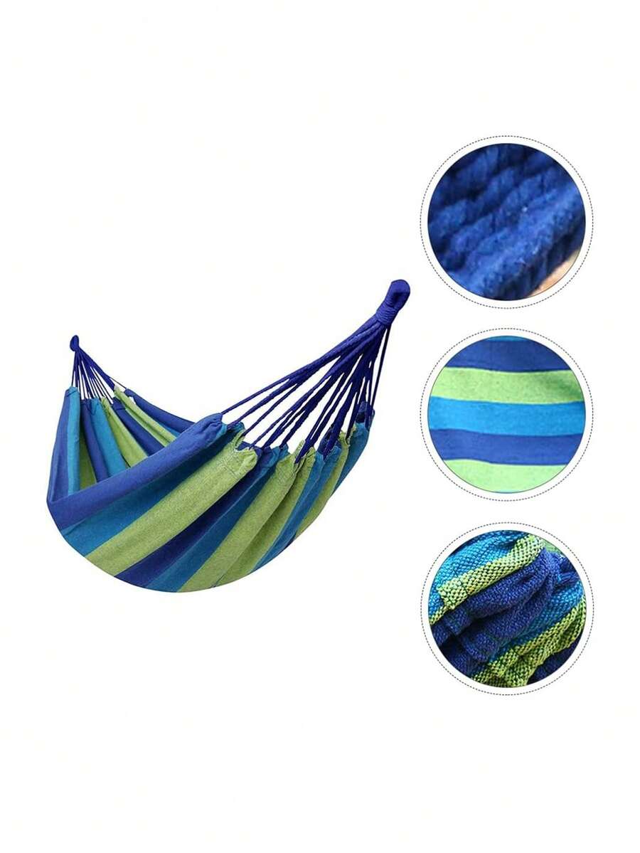 1 hamaca portátil para acampar en el jardín al aire libre con correas para árboles, hamaca duradera para una carga de 450 libras, viene con bolsa de viaje, ideal para patio, patio trasero y camping - Multicolor - Ver 1