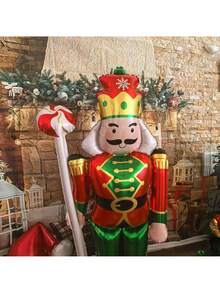 1pc 62.2 Inch Super Large Nutcracker Cartoon Lollipop Foil Balloon Set, Christmas Decoration