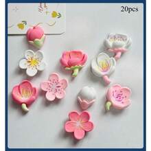 6 件/10 件/12 件全新桃花和樱花树脂装饰磁铁，可爱的冰箱装饰品，办公桌，厨房，储物柜，洗衣机，家居装饰，情人节礼物，送给朋友和家人的礼物 - 彩色 - 查看 23