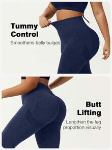 TNTOR Quần legging yoga cạp cao cỡ lớn dành cho nữ, 094-15 Quần tập luyện nâng mông cạp cao, Quần bó sát co giãn cao, nhanh khô, Quần yoga cạp trung màu đen ôm sát mông, Thiết kế cạp cao giúp định hình vòng ba, Thích hợp cho các bài tập thể dục, quần short đạp xe, quần short bó sát nâng mông, quần short thoải mái cho người đam mê thể dục mùa xuân - Màu xanh hải quân - Xem 9