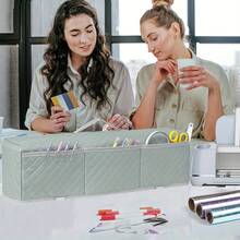 模切机盖、打印机盖、家庭办公收纳袋、绗缝纹理设计、带 3 个前袋、方便取用，适合家庭和办公室使用 - 彩色 - 查看 10