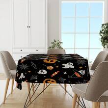 1 Stück Halloween Tischdecke - Kürbis Geist Schädel, farbenfrohe Mustergestaltung, geeignet für Küchendekoration, Partygeschenke und Raumdekoration, hervorragend für Zuhause oder Veranstaltungen, Esszimmertischdekoration