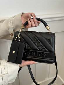 Bolso de mujer de alta calidad, de moda y versátil para el hombro/cruzado, bolso cuadrado, verano 2025 - Negro - Ver 3