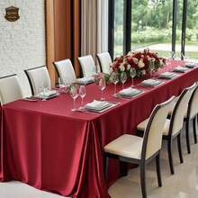 2pcs Satin Party Tablecloth 58 X 102 Inches, Rectangular Shiny Burgundy Tablecloth For Wedding, Banquet, Celebration, Outdoor, Ceremony - متعدد الألوان - مشاهدة 3