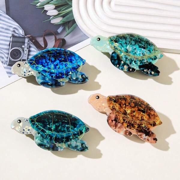 1pc Ocean Series Elegant Turtle Hair Clip, Fashionable Animal Shark Hair Accessory, Suitable For Daily Wear