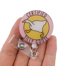 1pc Silly Goose Badge Reel Retractable For Nurse Cute Nursing ID Badge Holder Accessories With Funny Acrylic Badge Reel For Office Social Worker Hospital - A - View 6