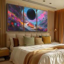 Quadro Decorativo Jardim Cósmico MDF Mosaico Sala Quarto Escritório Impressão Em Hd - Branco - Visão 3