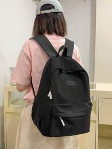 Solid Color High-Capacity High School Students Must Have Ins Style Computer Backpack Back To School Backpack Wide Shoulder Strap Design 15-Inch Computer Layered Storage Bag Neutral Wind Campus Backpack Travel Backpack. Travel Essentials For Holiday Vacation Duffle Bag Luggage Suitcase Travel Bag For Women